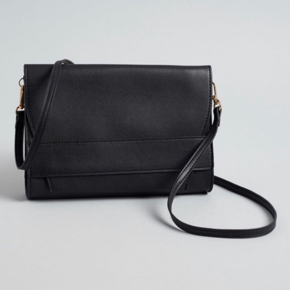 Black Leather Crossbody Purse - Picture 1 of 8